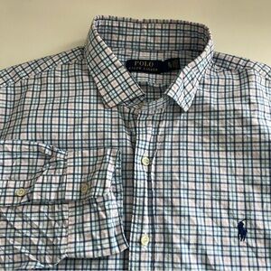 Polo Ralph Lauren Men’s‎ Light Pink Blue Plaid Long Sleeve Button Down XL
